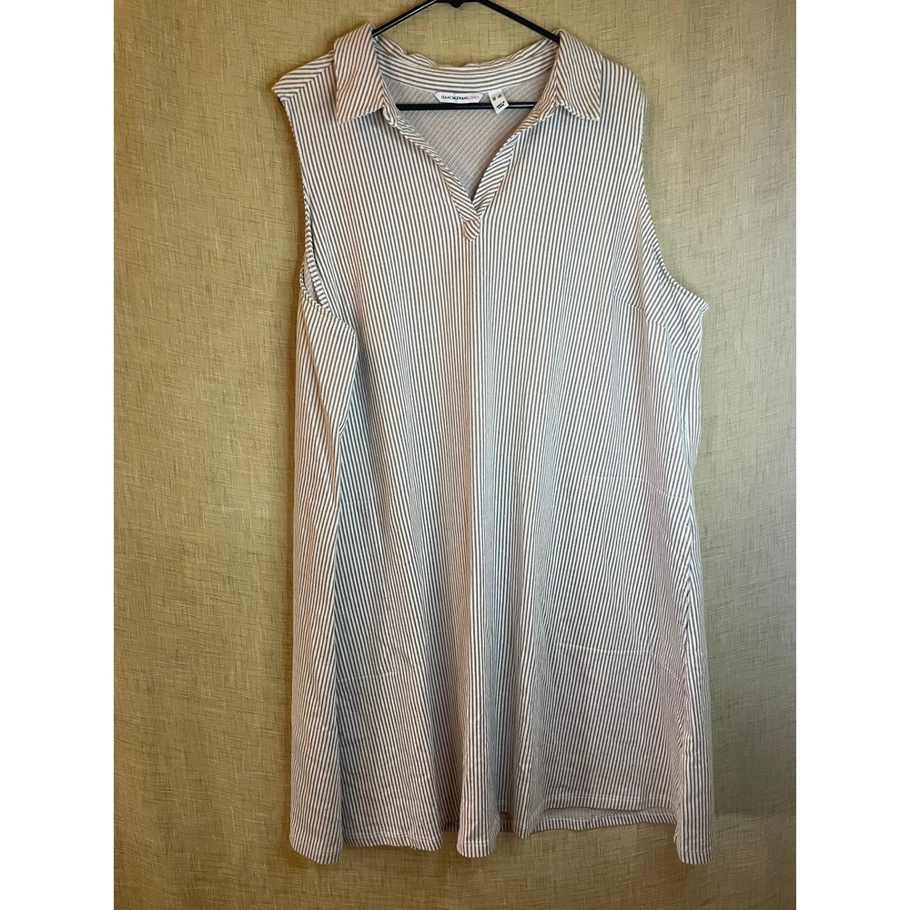 Isaac Mizrahi LIVE! Striped Sleeveless Dress Collared‎ Casual 3XL